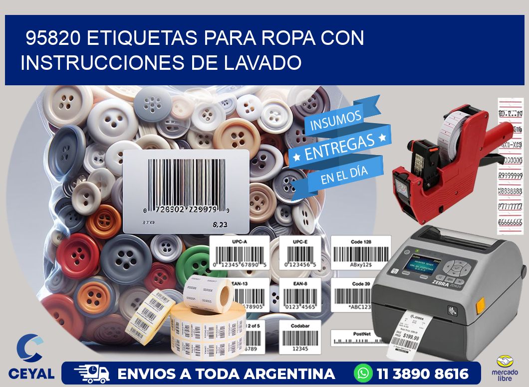 95820 etiquetas para ropa con instrucciones de lavado