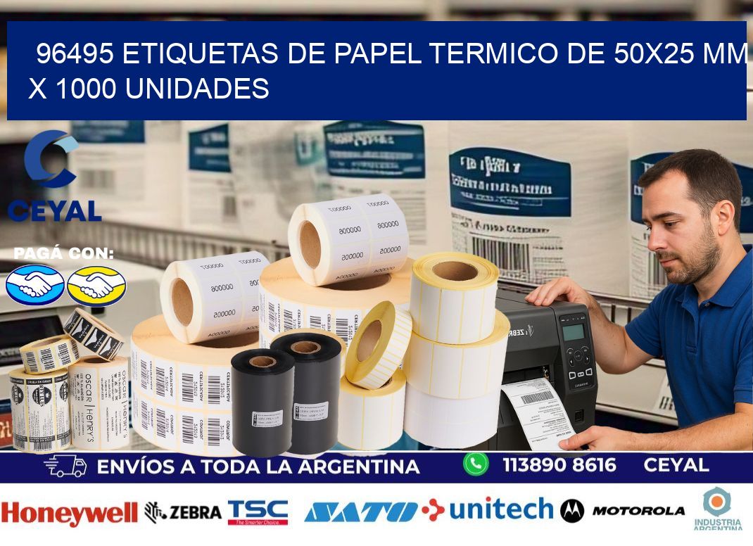 96495 Etiquetas De Papel Termico De 50x25 Mm X 1000 Unidades