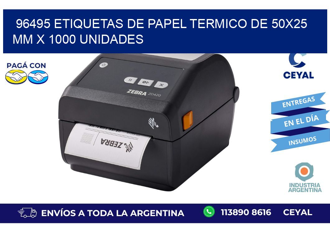 96495 Etiquetas De Papel Termico De 50x25 Mm X 1000 Unidades
