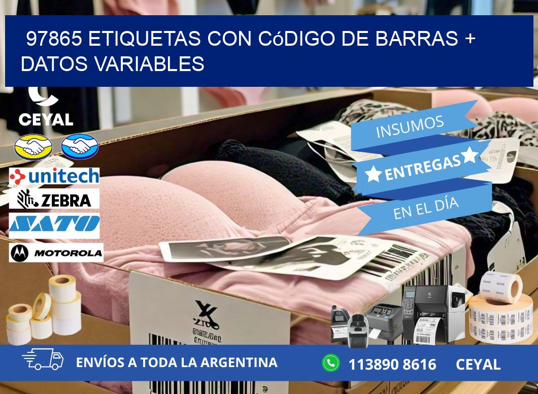 97865 etiquetas con código de barras + datos variables