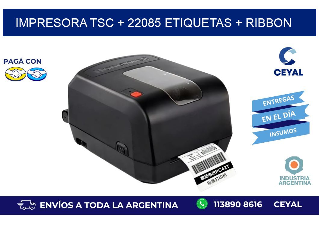 impresora TSC + 22085 etiquetas + ribbon