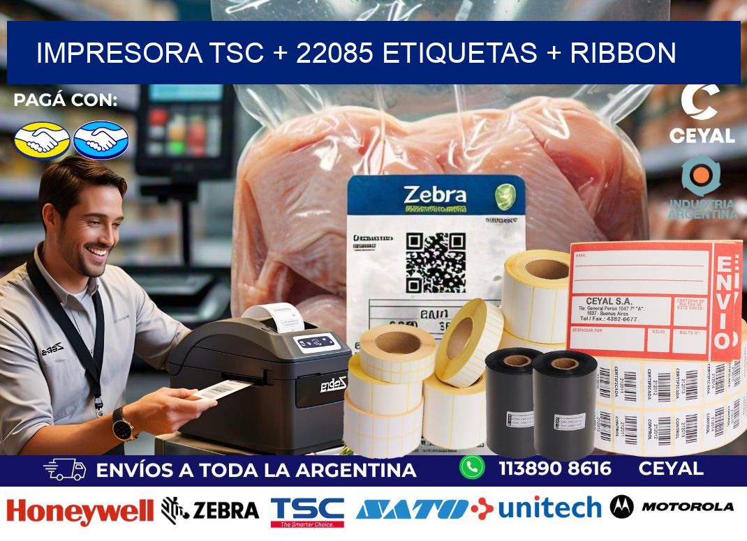 impresora TSC + 22085 etiquetas + ribbon