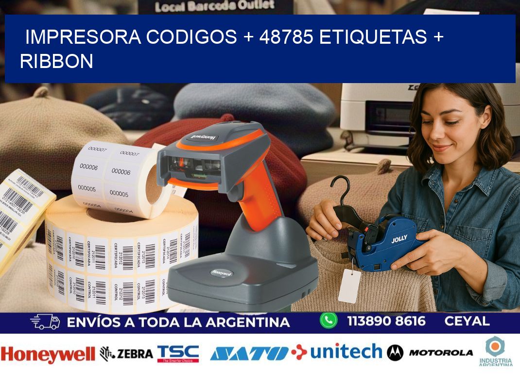 impresora codigos + 48785 etiquetas + ribbon