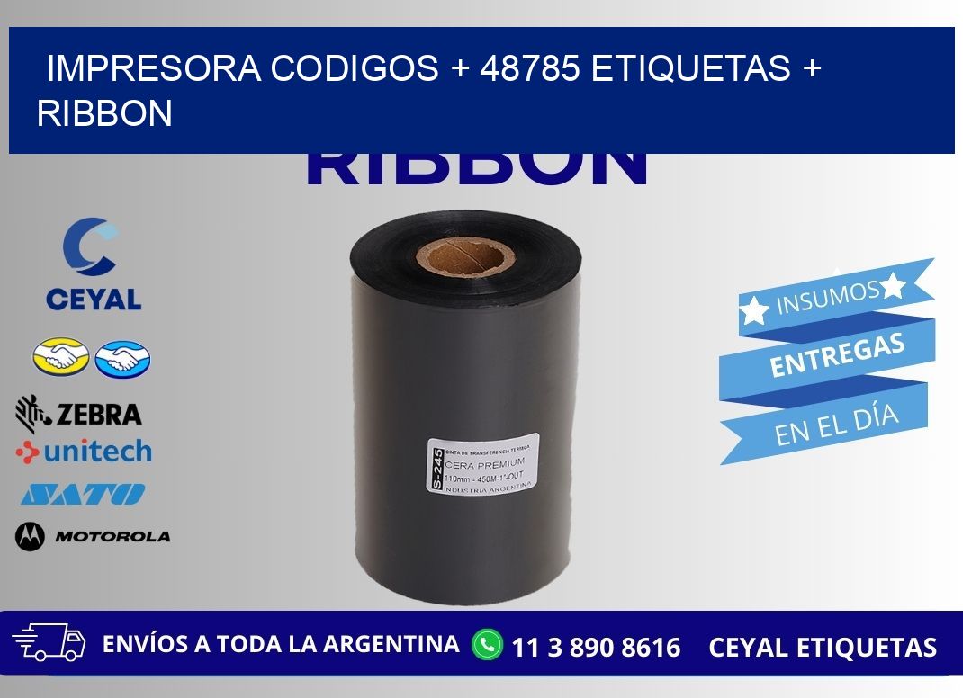 impresora codigos + 48785 etiquetas + ribbon