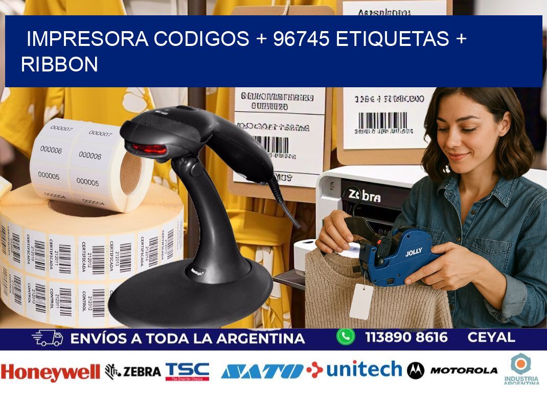 impresora codigos + 96745 etiquetas + ribbon
