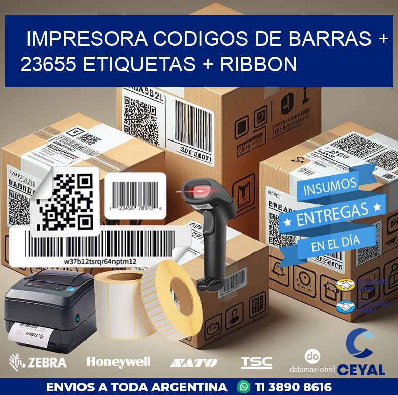 impresora codigos de barras + 23655 etiquetas + ribbon