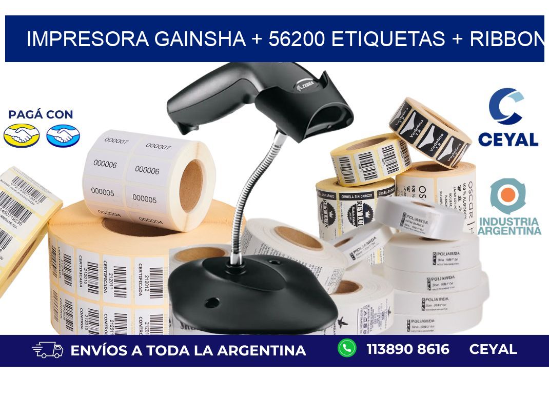 impresora gainsha + 56200 etiquetas + ribbon