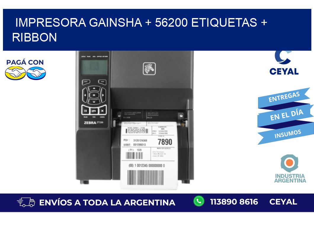 impresora gainsha + 56200 etiquetas + ribbon