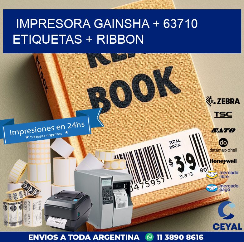 impresora gainsha + 63710 etiquetas + ribbon