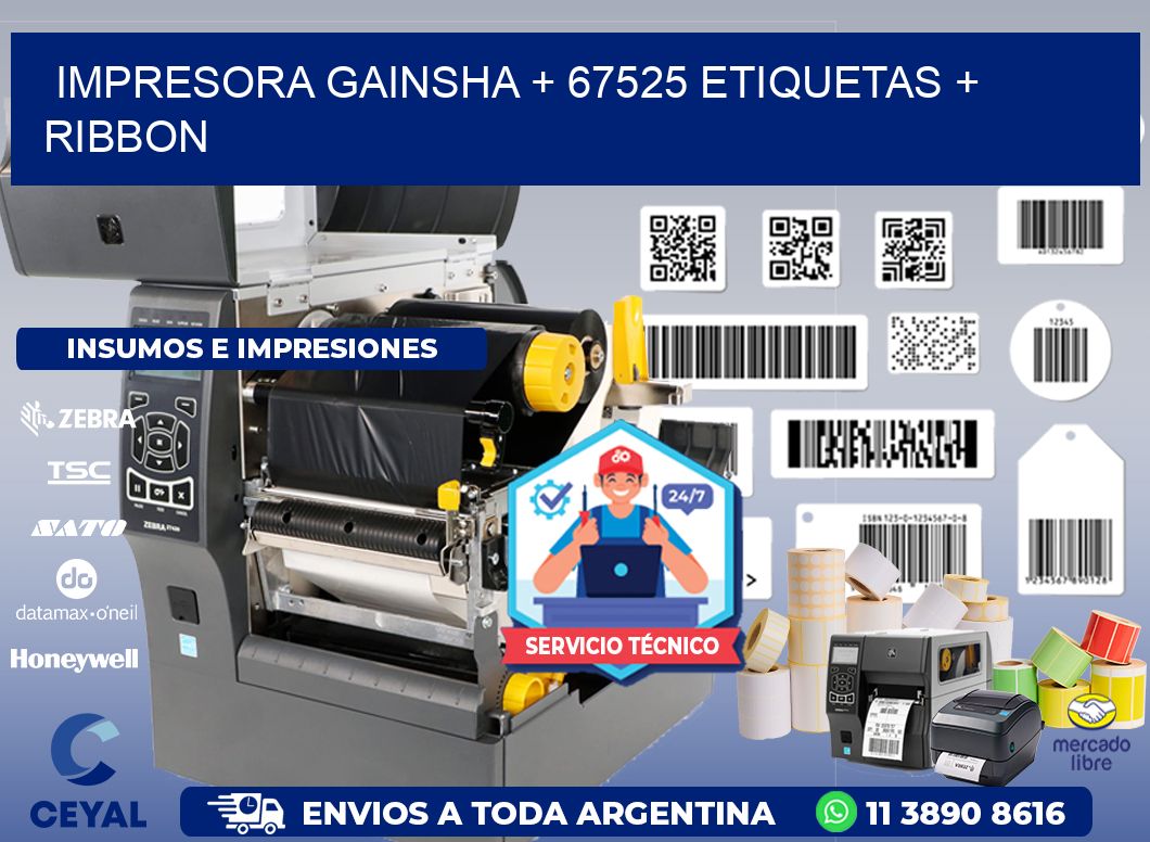 impresora gainsha + 67525 etiquetas + ribbon