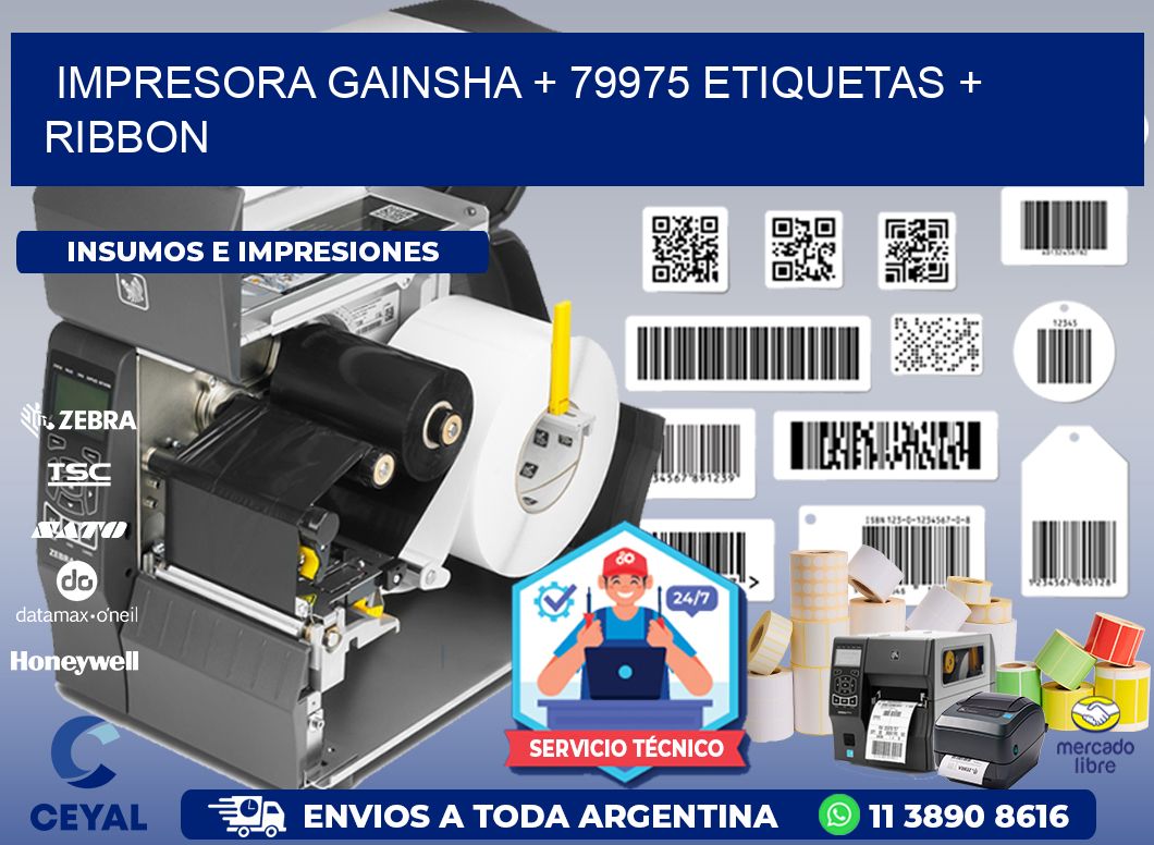 impresora gainsha + 79975 etiquetas + ribbon