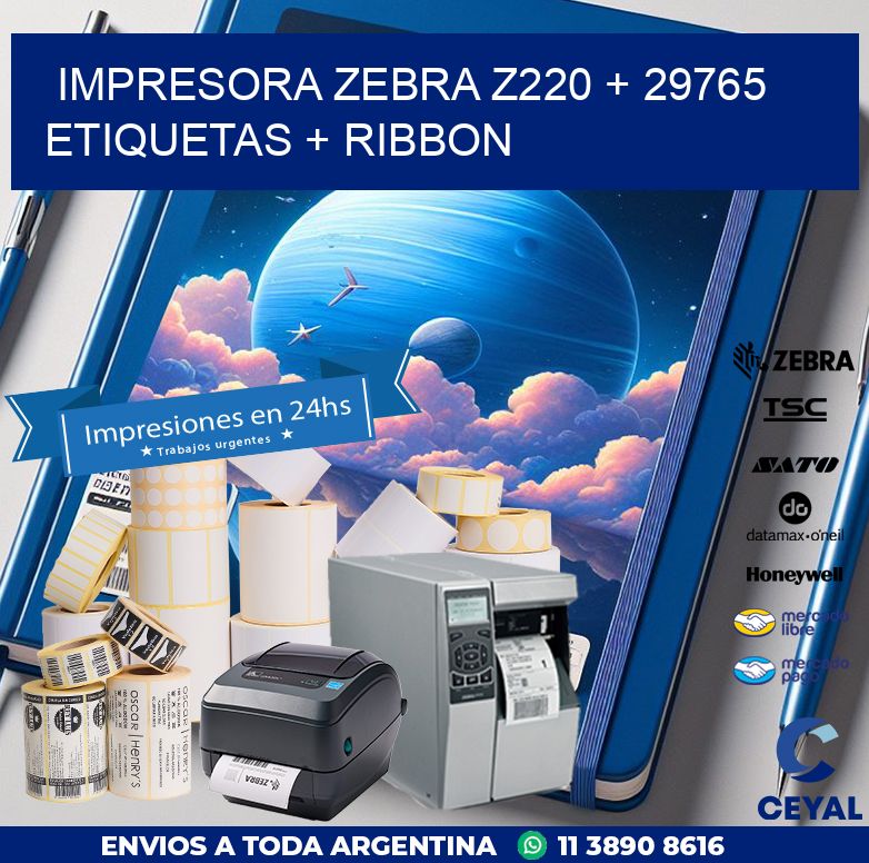 impresora zebra z220 + 29765 etiquetas + ribbon
