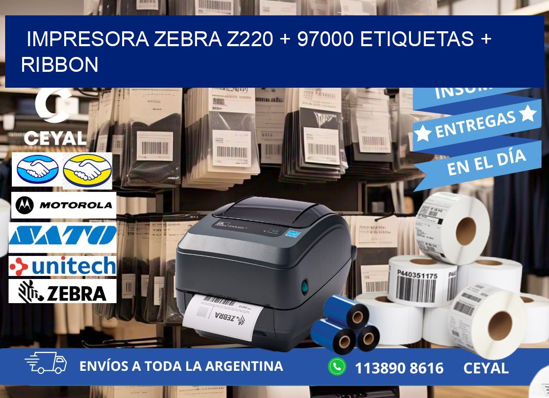 impresora zebra z220 + 97000 etiquetas + ribbon