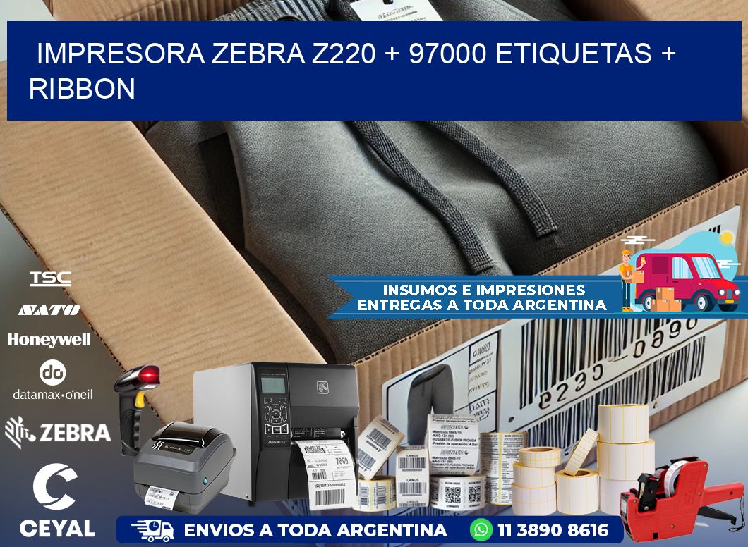 impresora zebra z220 + 97000 etiquetas + ribbon