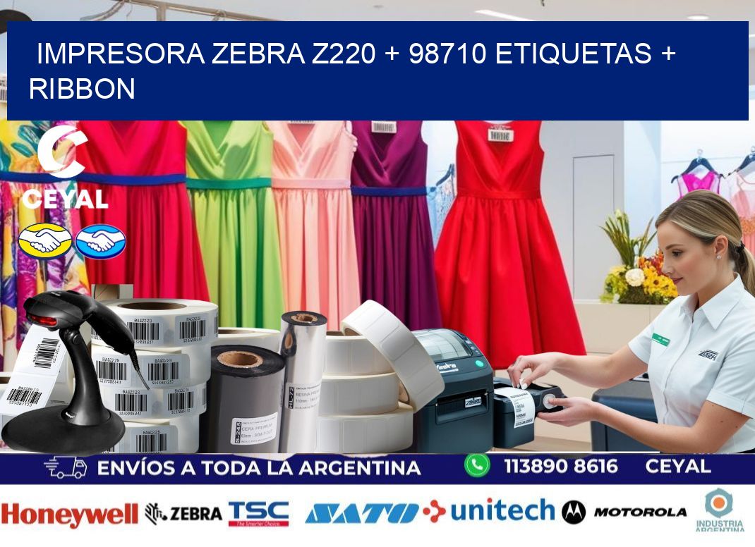 impresora zebra z220 + 98710 etiquetas + ribbon