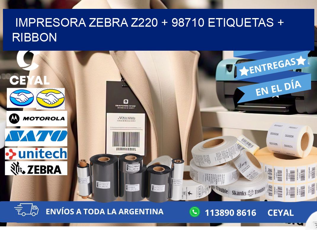 impresora zebra z220 + 98710 etiquetas + ribbon