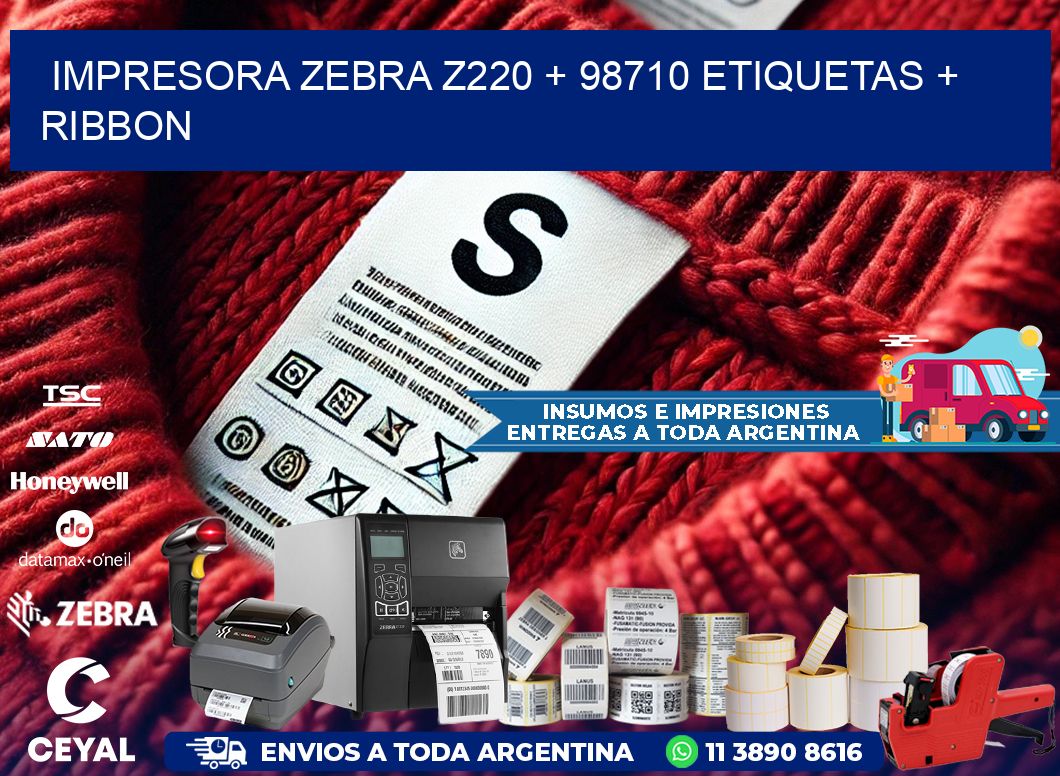 impresora zebra z220 + 98710 etiquetas + ribbon