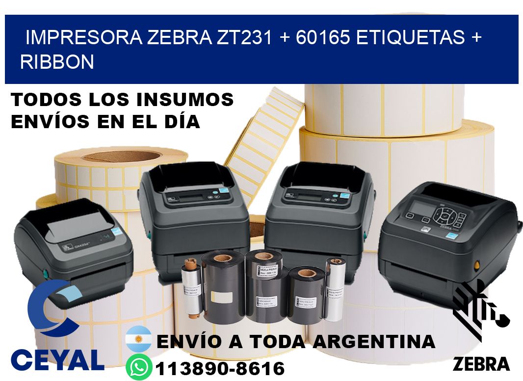 impresora zebra zt231 + 60165 etiquetas + ribbon