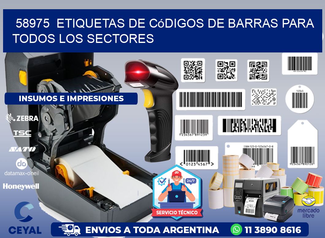 ️58975  Etiquetas de Códigos de Barras para Todos los Sectores