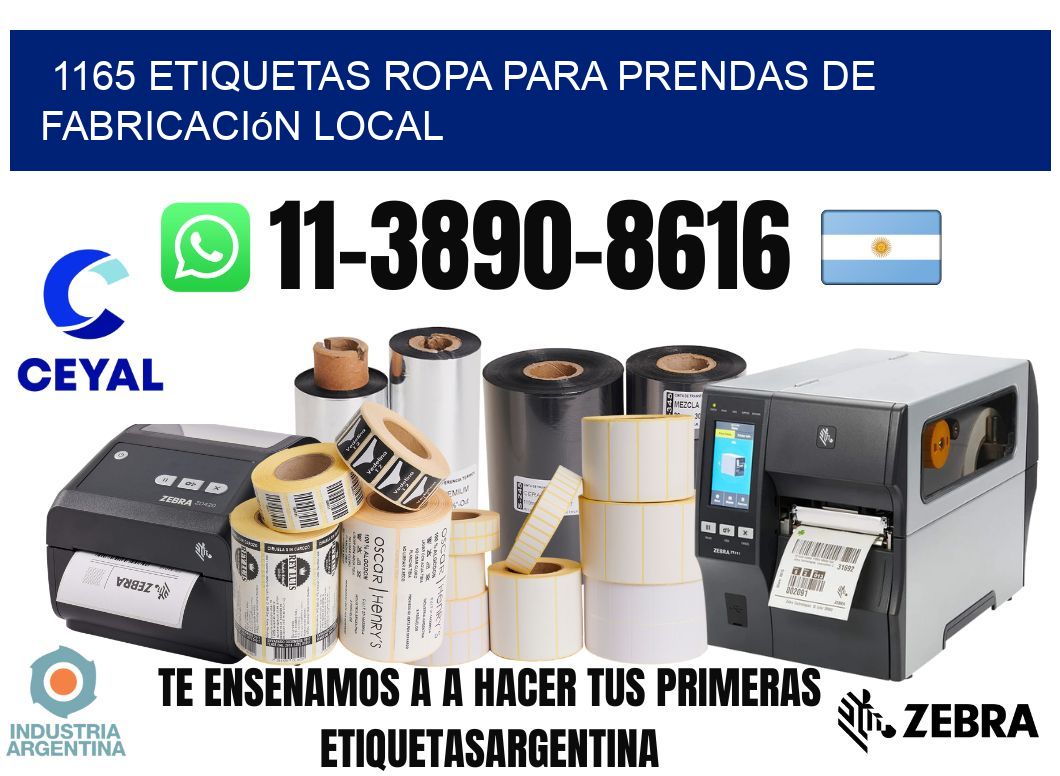 1165 Etiquetas ropa para prendas de fabricación local
