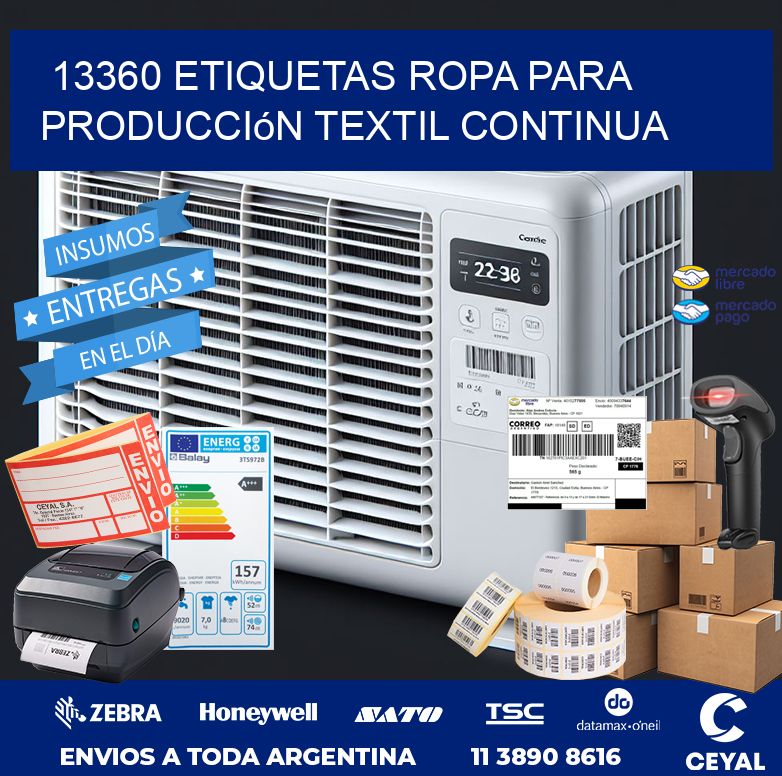 13360 Etiquetas ropa para producción textil continua