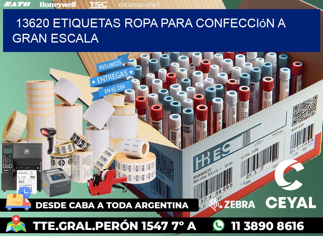 13620 Etiquetas ropa para confección a gran escala