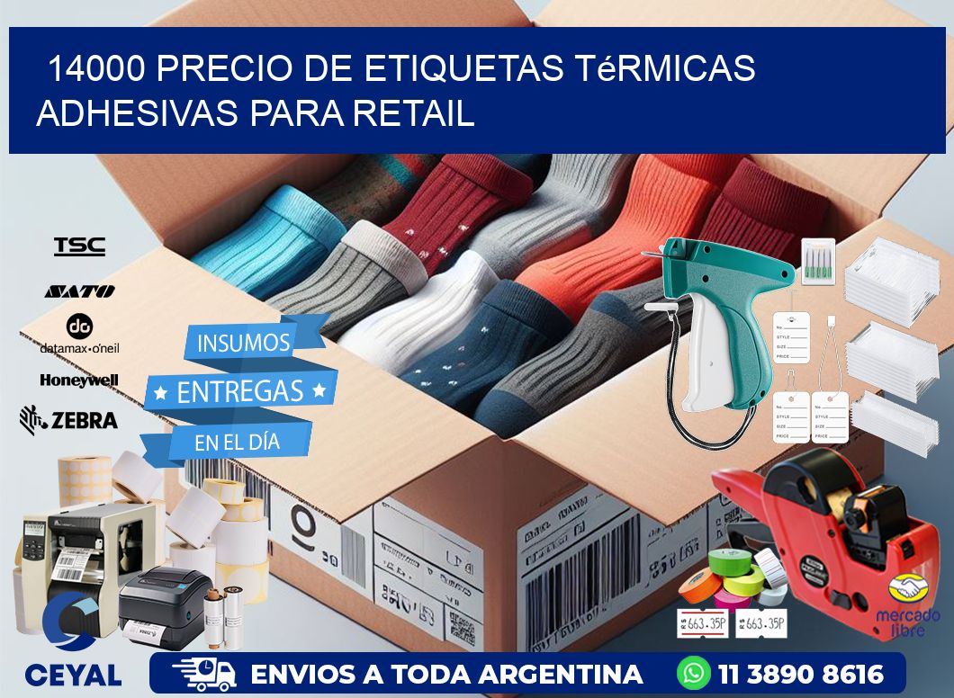 14000 precio de etiquetas térmicas adhesivas para retail