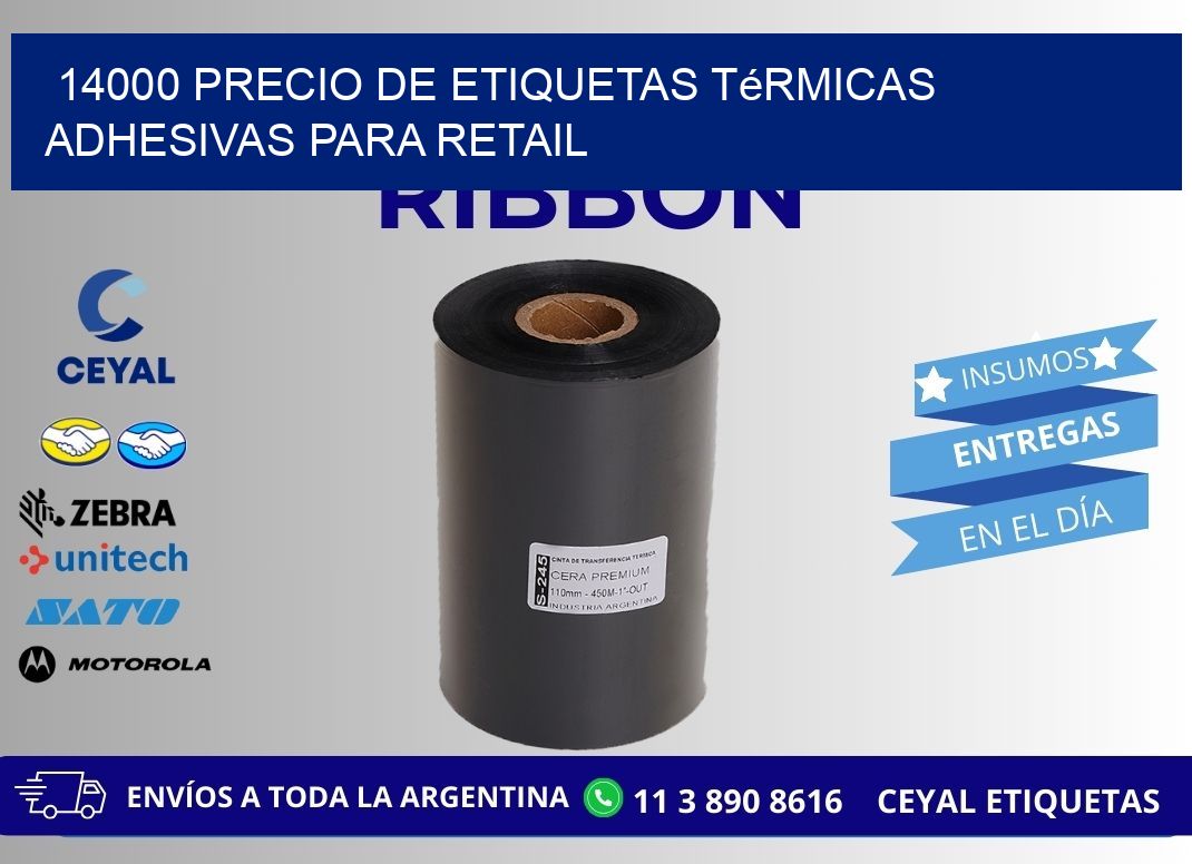 14000 precio de etiquetas térmicas adhesivas para retail