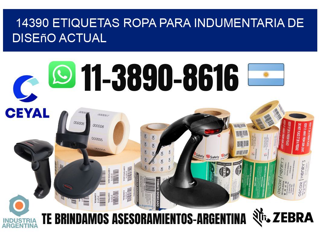 14390 Etiquetas ropa para indumentaria de diseño actual