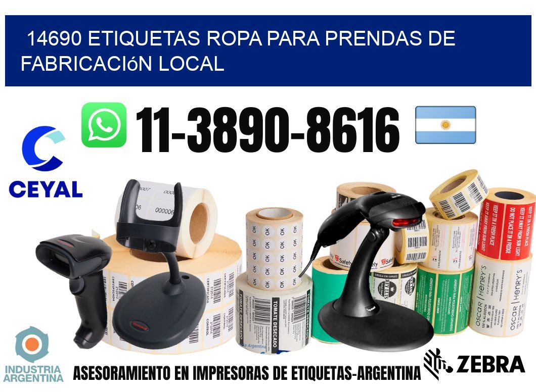 14690 Etiquetas ropa para prendas de fabricación local