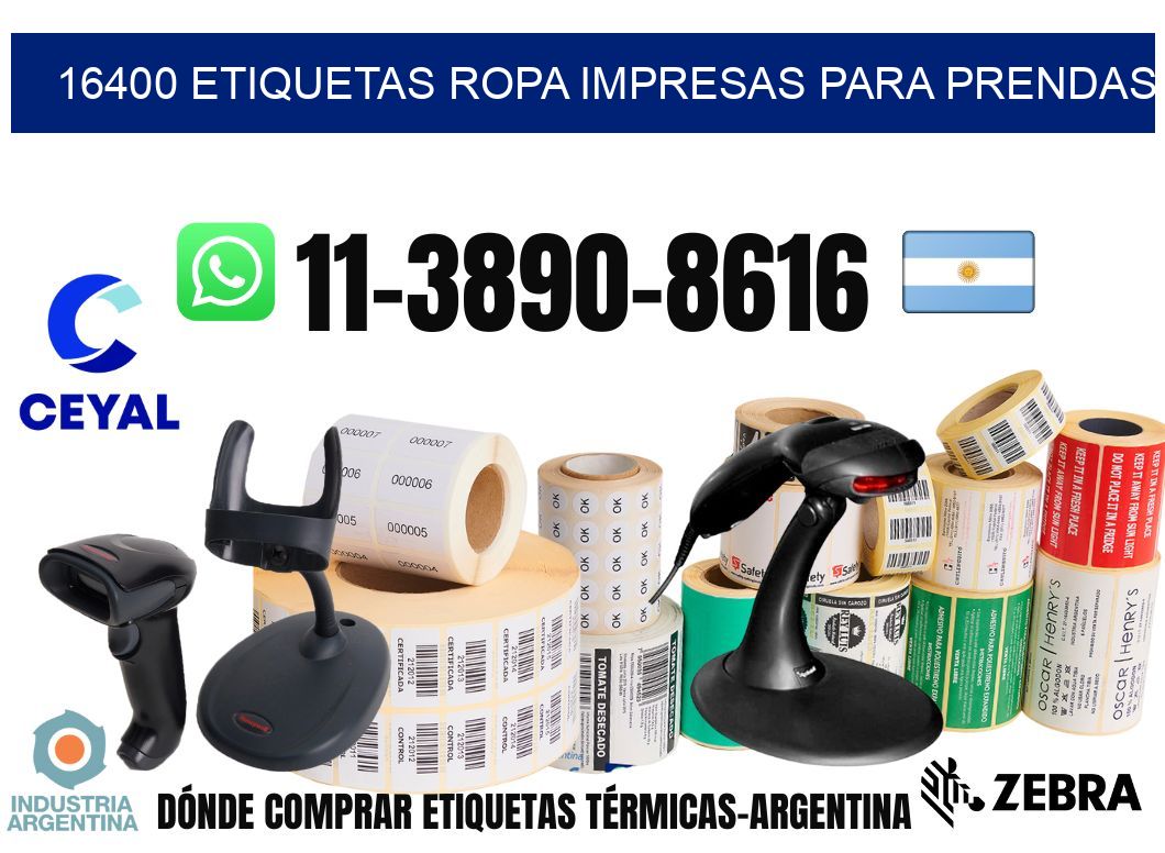 16400 Etiquetas ropa impresas para prendas