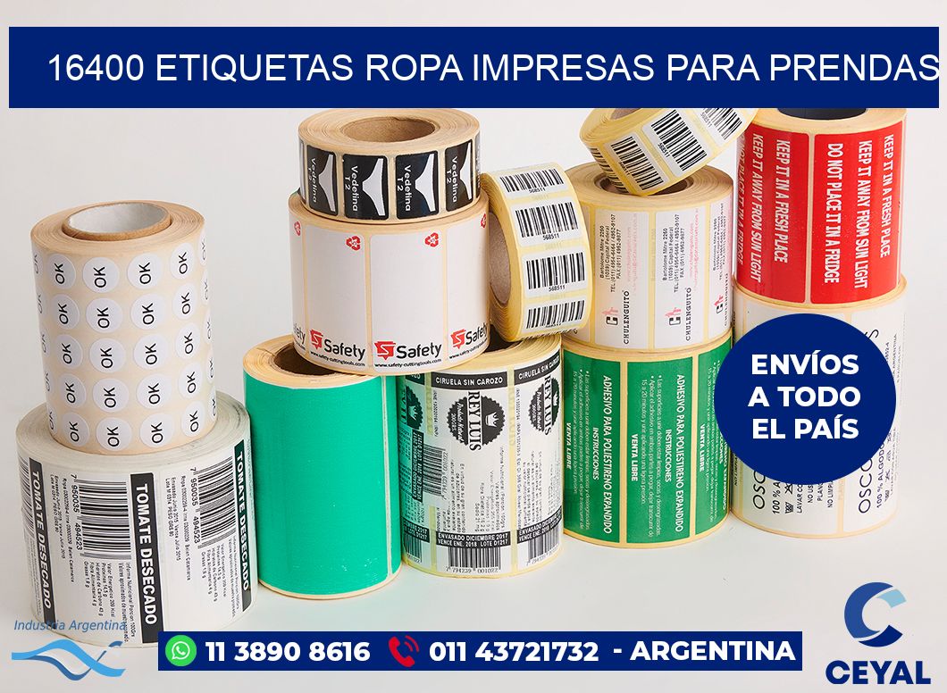 16400 Etiquetas ropa impresas para prendas