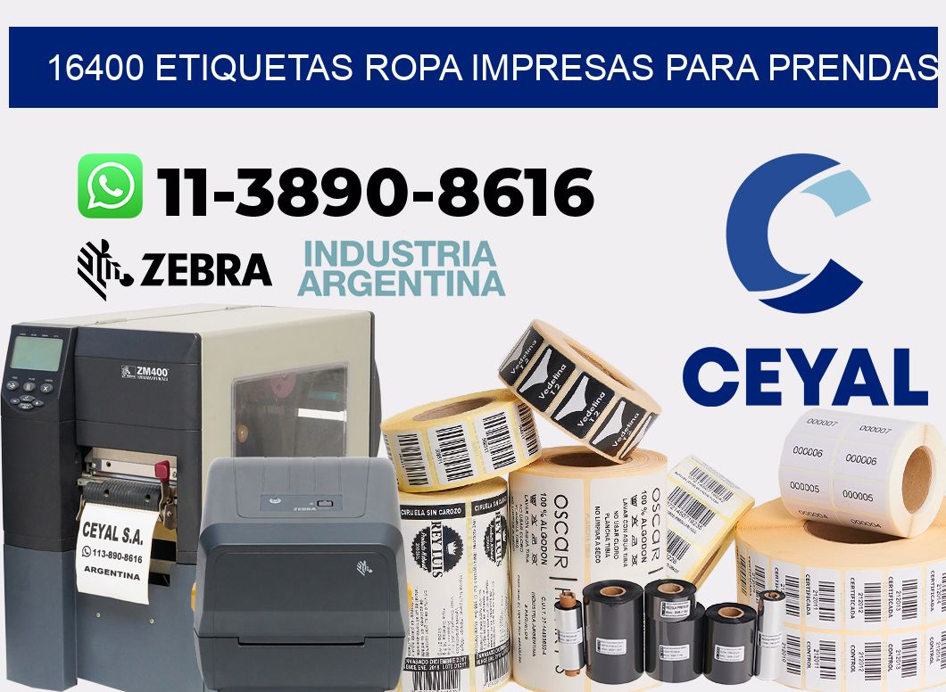 16400 Etiquetas ropa impresas para prendas