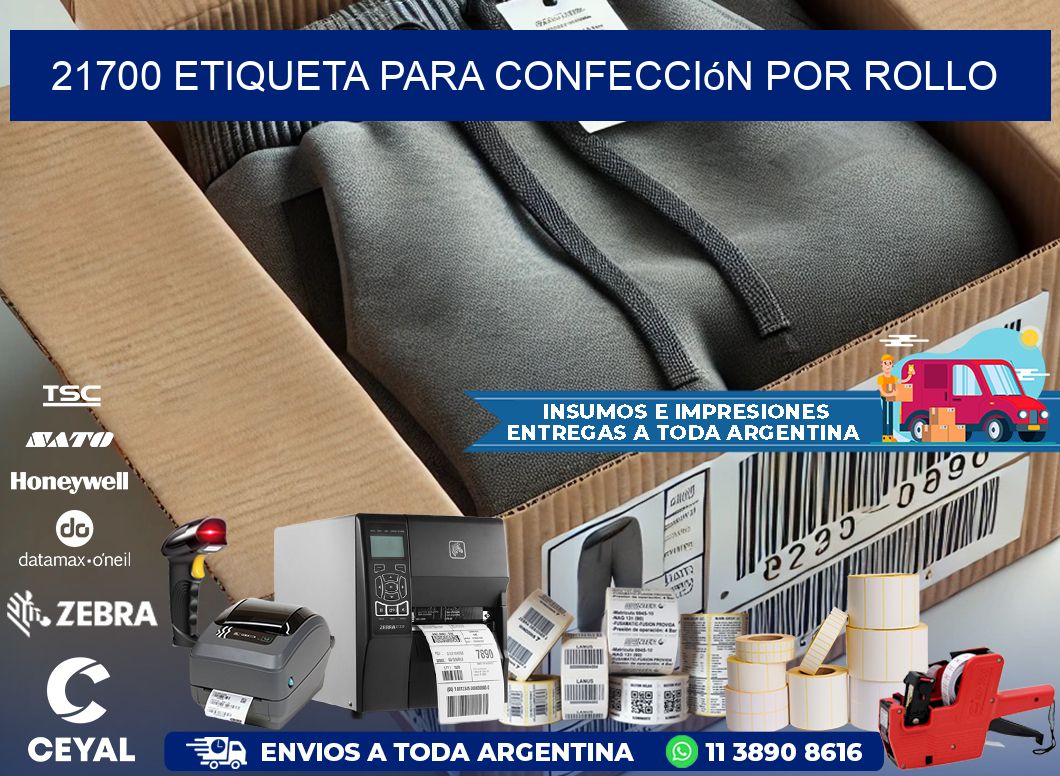 21700 etiqueta para confección por rollo