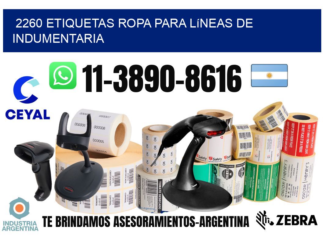 2260 Etiquetas ropa para líneas de indumentaria