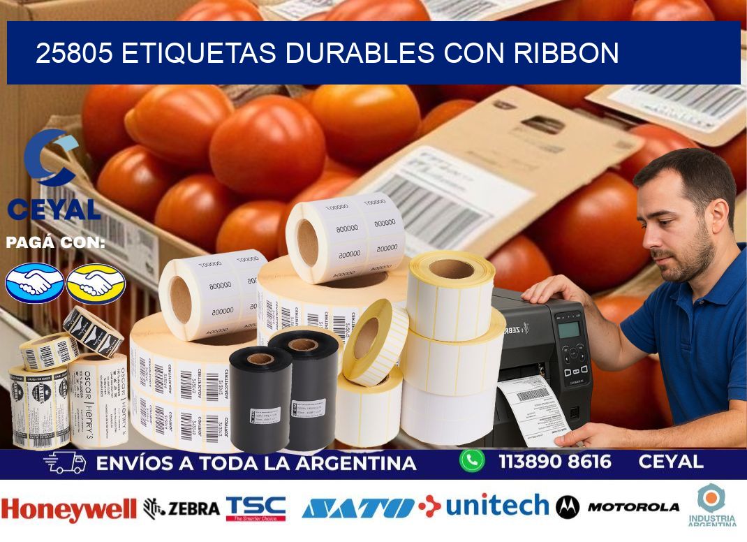 25805 etiquetas durables con ribbon