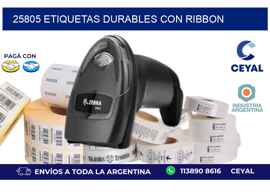 25805 etiquetas durables con ribbon