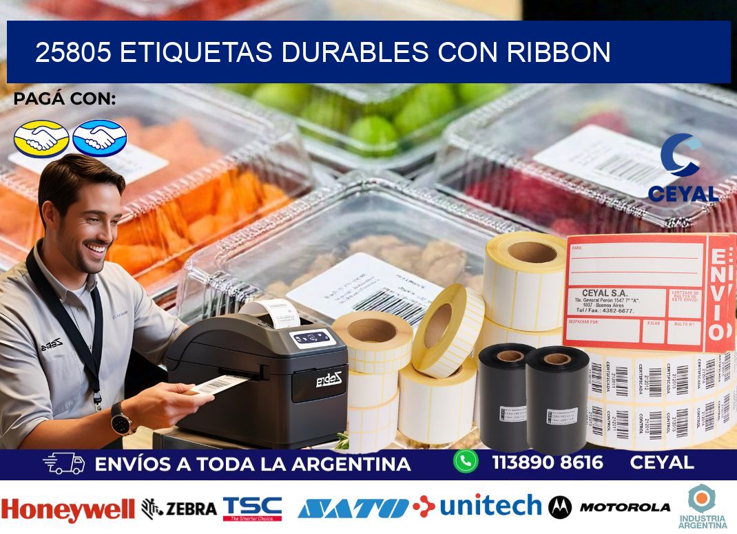 25805 etiquetas durables con ribbon