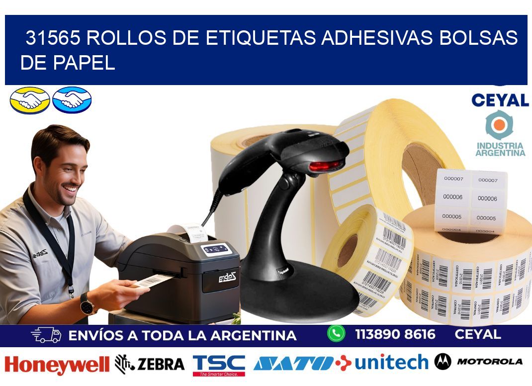31565 rollos de etiquetas adhesivas bolsas de papel