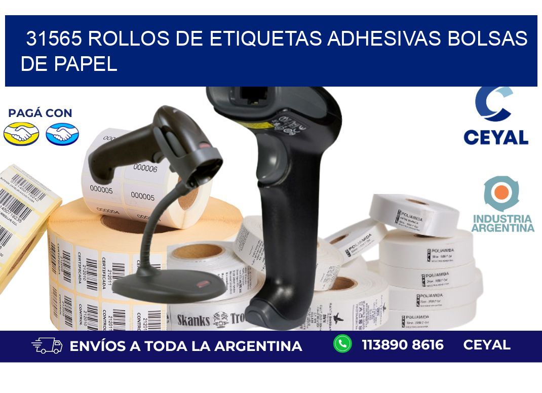 31565 rollos de etiquetas adhesivas bolsas de papel