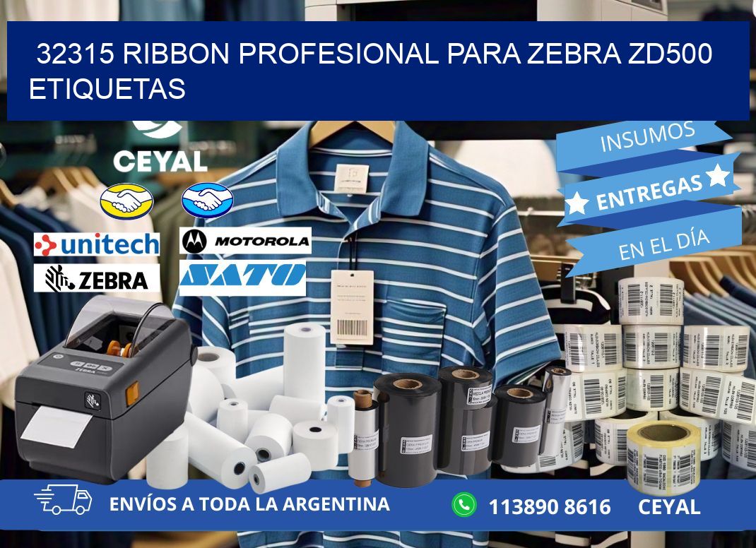 32315 ribbon profesional para zebra zd500 etiquetas