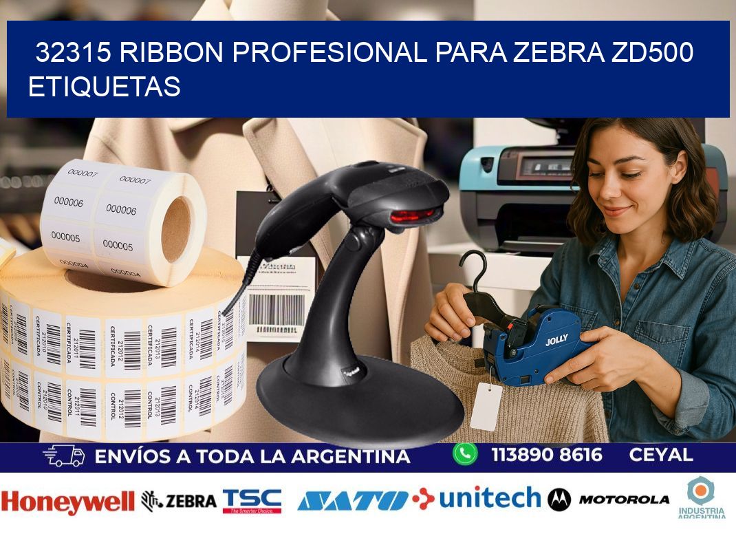 32315 ribbon profesional para zebra zd500 etiquetas