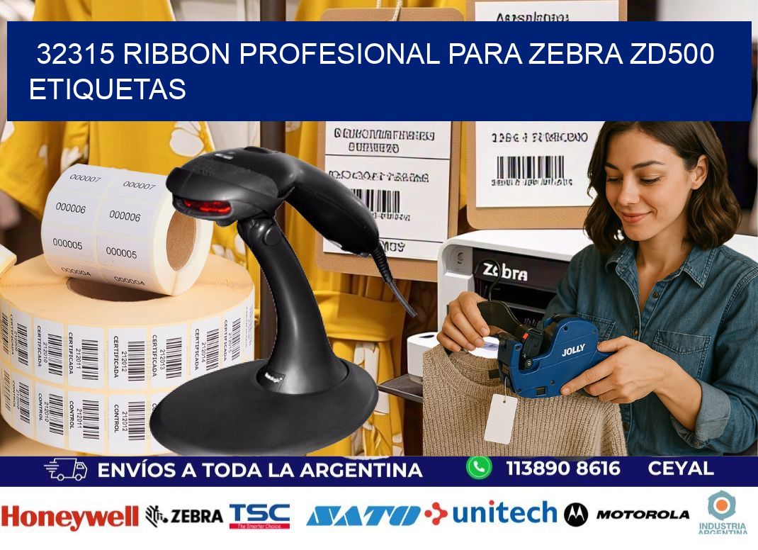 32315 ribbon profesional para zebra zd500 etiquetas