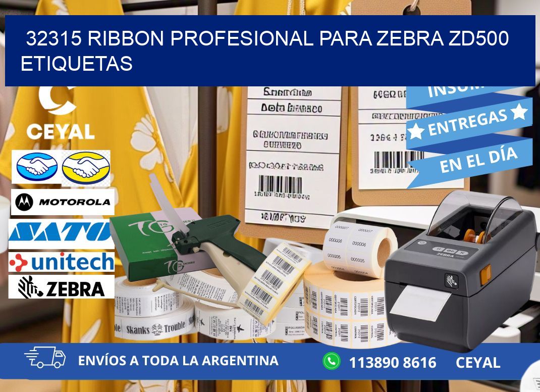 32315 ribbon profesional para zebra zd500 etiquetas