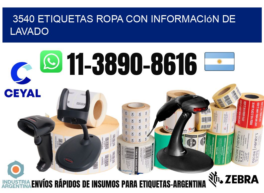 3540 Etiquetas ropa con información de lavado