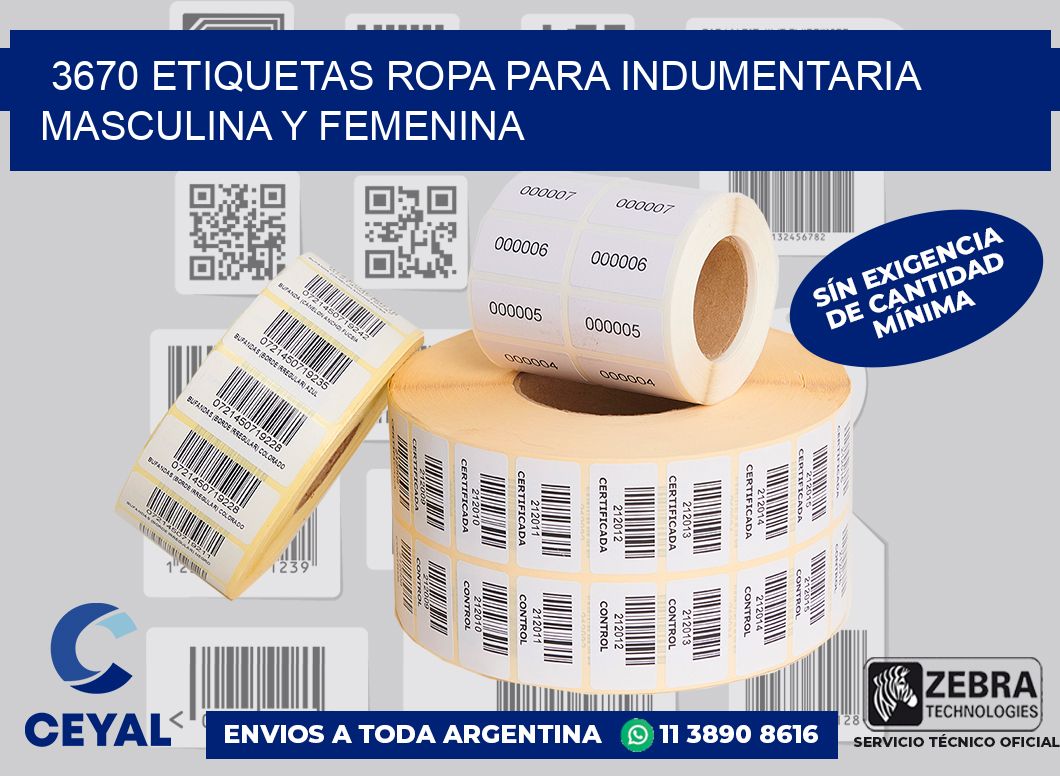 3670 Etiquetas ropa para indumentaria masculina y femenina