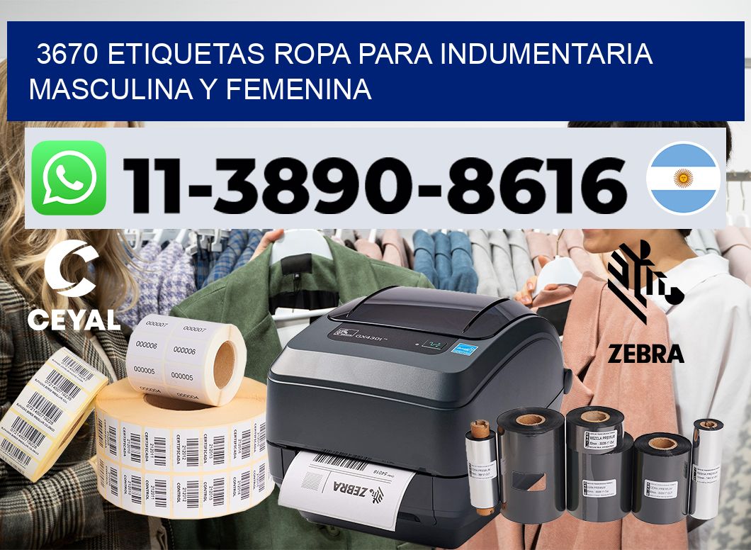 3670 Etiquetas ropa para indumentaria masculina y femenina