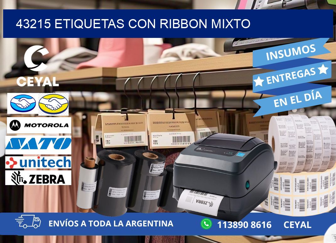 43215 etiquetas con ribbon mixto