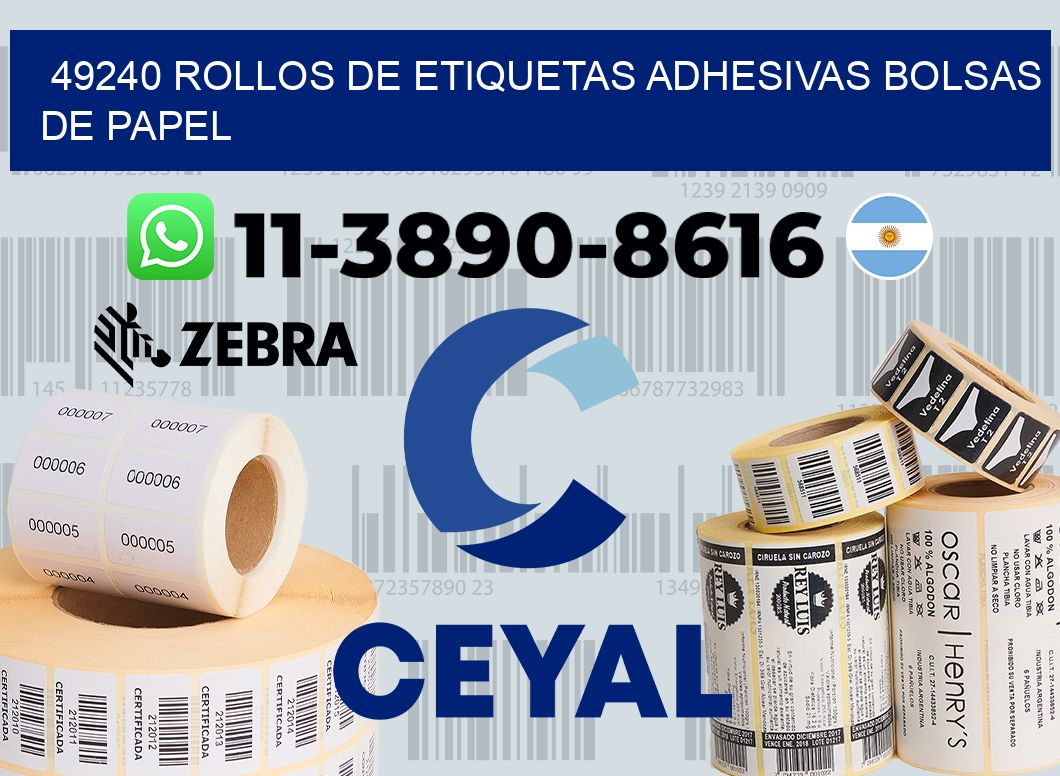 49240 rollos de etiquetas adhesivas bolsas de papel