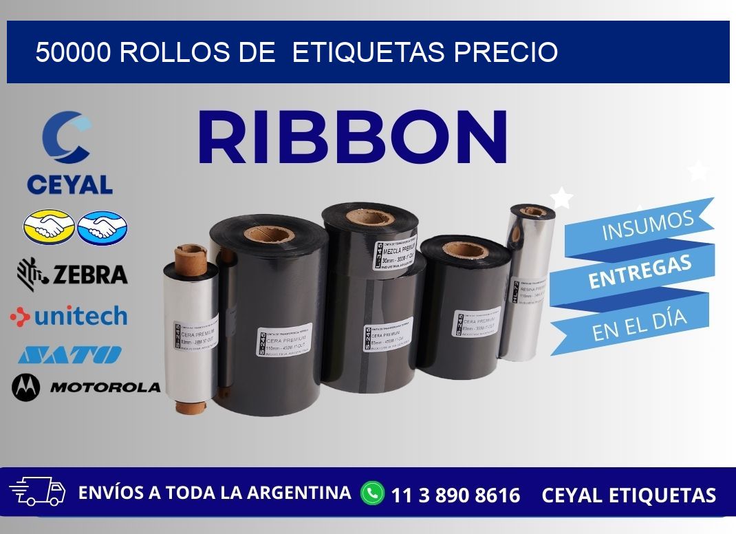 50000 rollos de  etiquetas precio